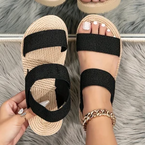 Damen Plateau-Sandalen mit Doppelriemen – Komfortable Sommer-Slipper für Freizeit