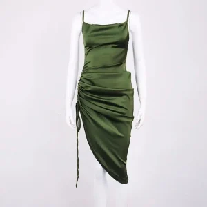 Robe satin kaki