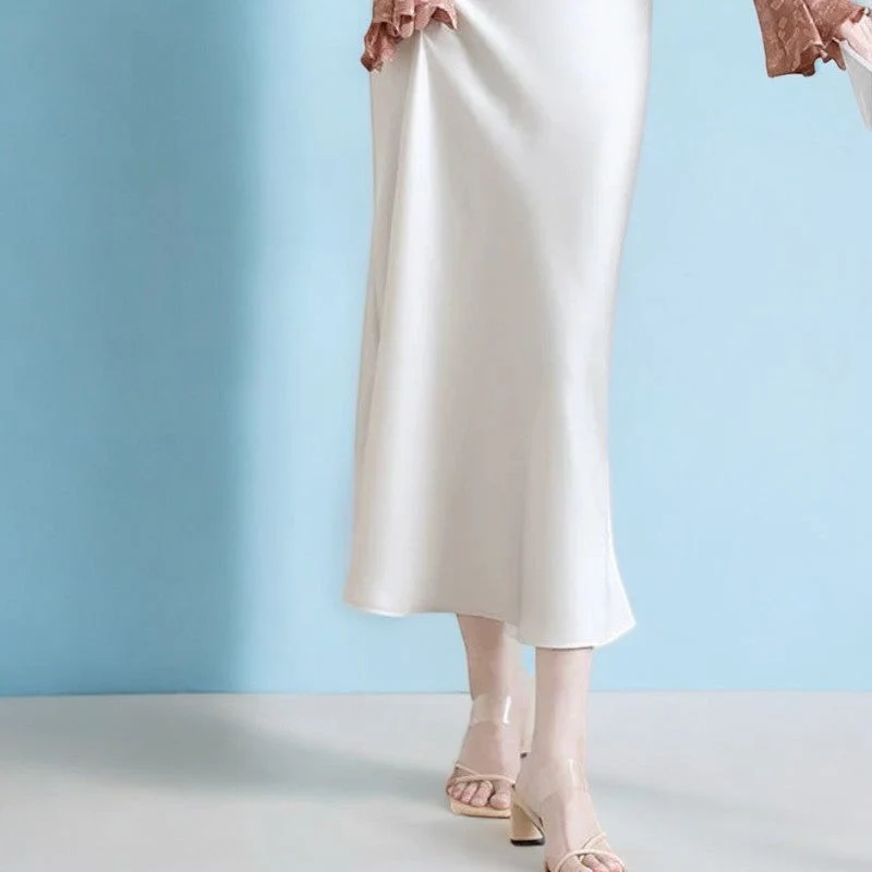 jupe longue satin blanc – Image 2