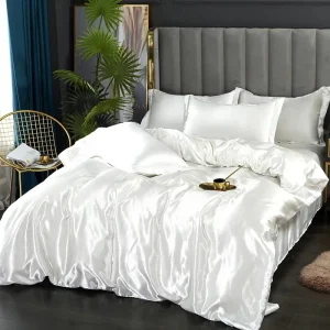 parure de lit satin blanc