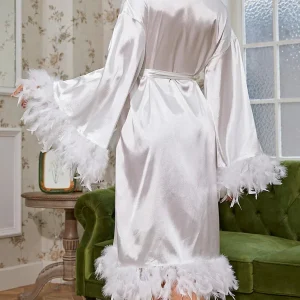peignoir long satin pour femme